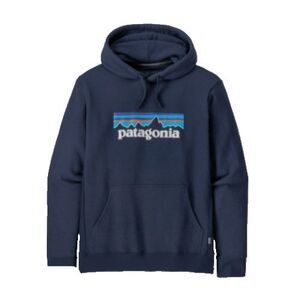 Patagonia P-6 Logo Uprisal Hoodie Sweatshirt Sz M Navy Blue Fitz Roy Thrashed